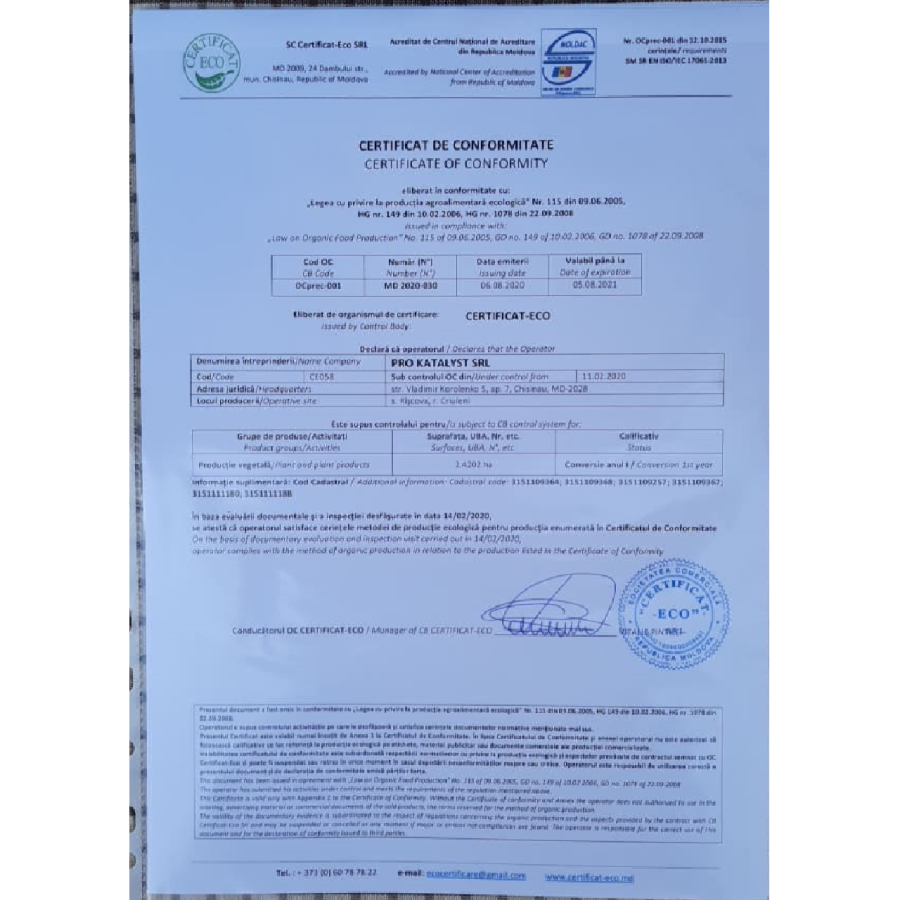 Certificat Eco Village Farms